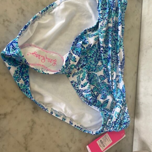 LILLY PULITZER Shell Me You Love Me Turquoise Yarrow High-Waisted Swim Bottom 10 - Picture 9 of 11